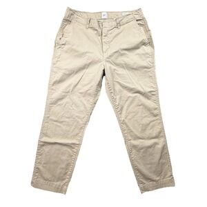 GAP Downtown Khaki Pants Beige Chinos Stretch Size 12 Petite Classic Fit